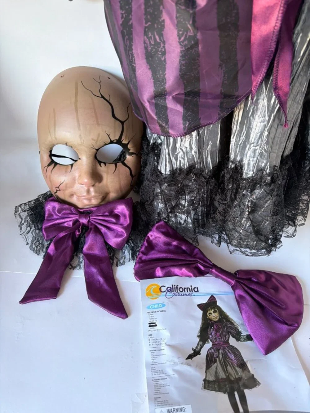 Creepy Doll Halloween Costume Scary Cosplay Set Child Size X-Large